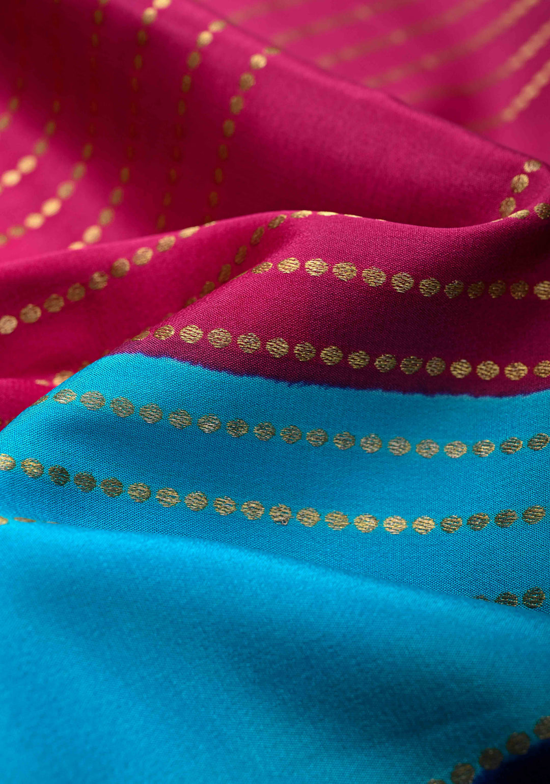 Pink Mysore Silk Saree with Horizontal Zari stripes and Panel Border in KSIC Grade Thickness | SILK MARK CERTIFIED