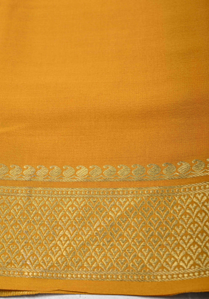 Green Mysore Silk Saree with Horizontal Zari stripes and Panel Border in KSIC Grade Thickness | SILK MARK CERTIFIED