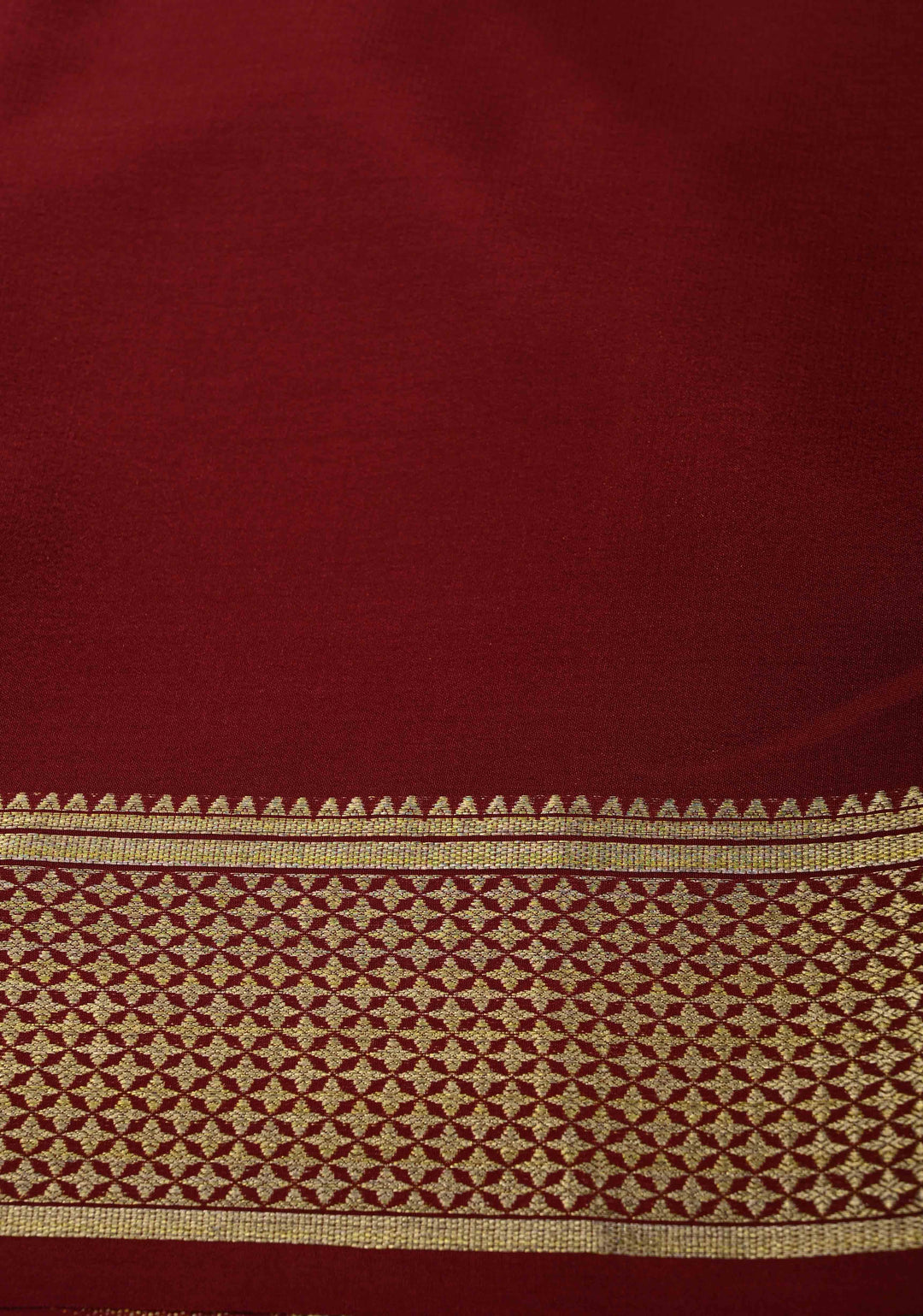 Camel Brown Mysore Silk Saree with Horizontal Zari Stripes and Contrast Panel Border in KSIC Grade Thickness | SILK MARK CERTIFIED