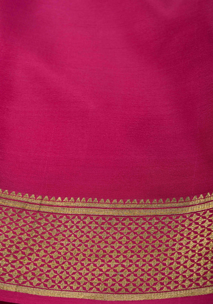 Mustard Mysore Silk Saree with Horizontal Zari Stripes and Panel Border in KSIC Grade Thickness | SILK MARK CERTIFIED