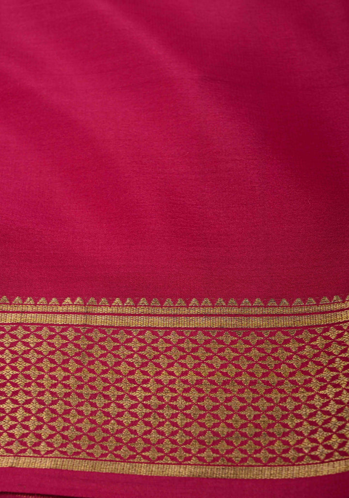 Moss yellow Silk Saree with Horizontal Zari Stripes and Panel Border in KSIC Grade Thickness | SILK MARK CERTIFIED