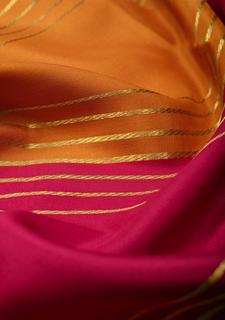 Mustard Yellow Mysore Silk Saree with Horizontal Zari stripes and Panel Border in KSIC Grade Thickness | SILK MARK CERTIFIED