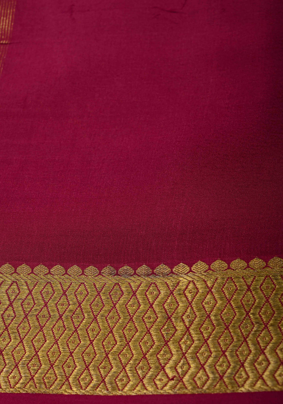 Cyan Mysore Silk Saree with Horizontal Zari Stripes and Contrast Panel Border in KSIC Grade Thickness | SILK MARK CERTIFIED