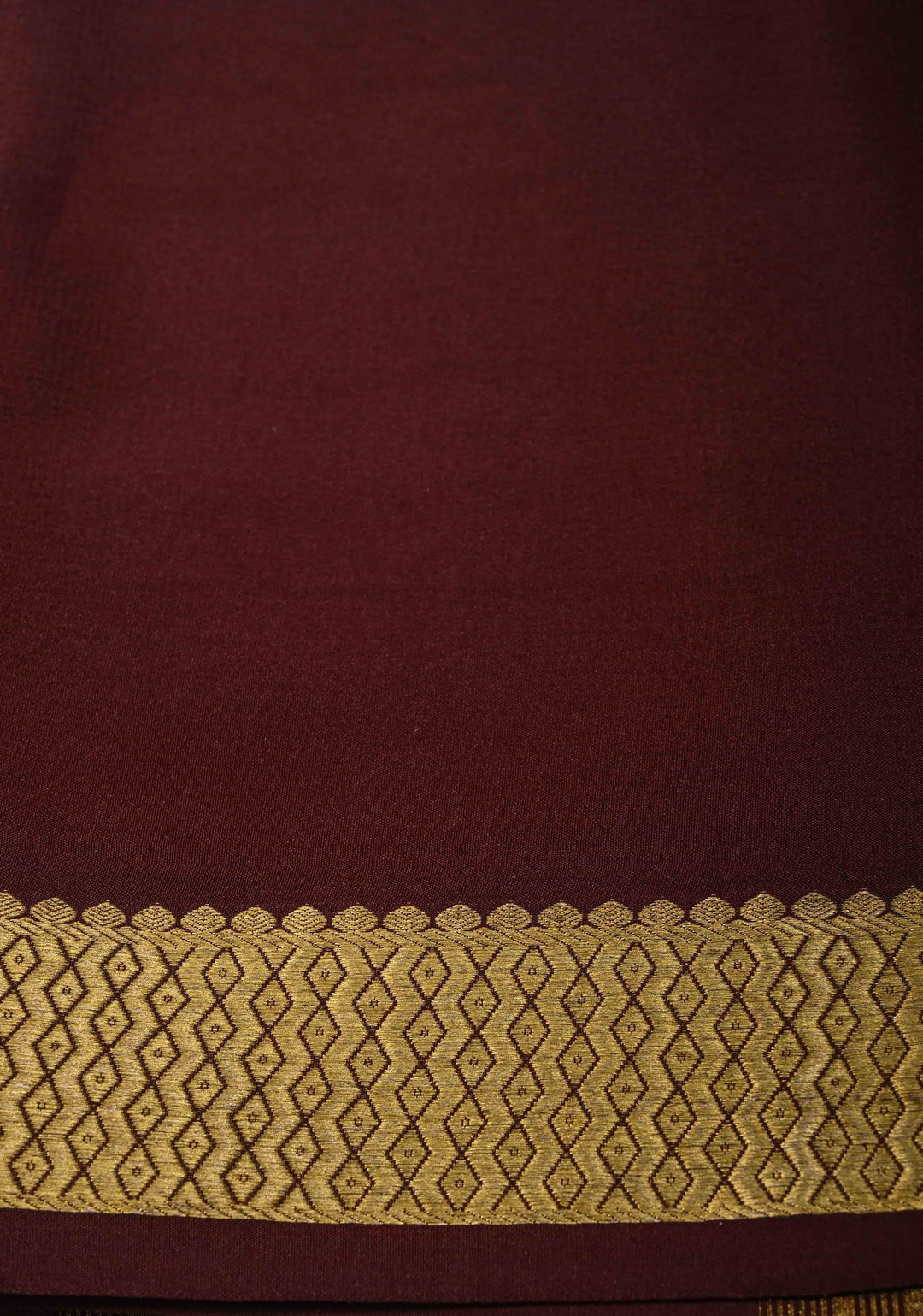 Dark Pink Mysore Silk Saree with Horizontal Zari Stripes and Panel Border in KSIC Grade Thickness | SILK MARK CERTIFIED