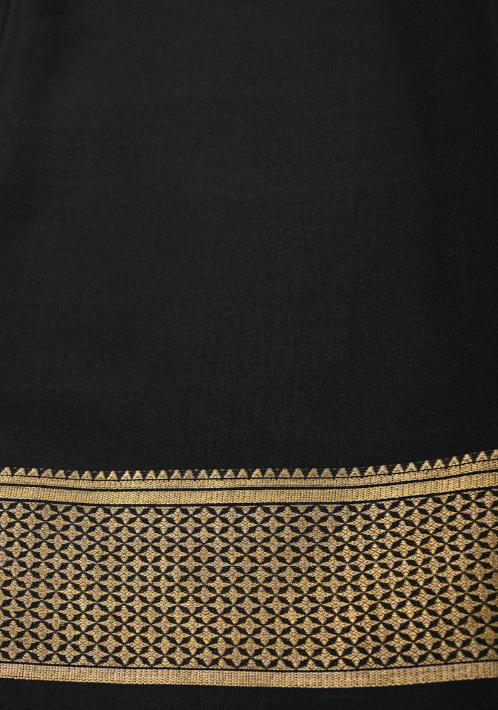 Gray Silk Saree with Horizontal Zari Stripes and Panel Border in KSIC Grade Thickness | SILK MARK CERTIFIED