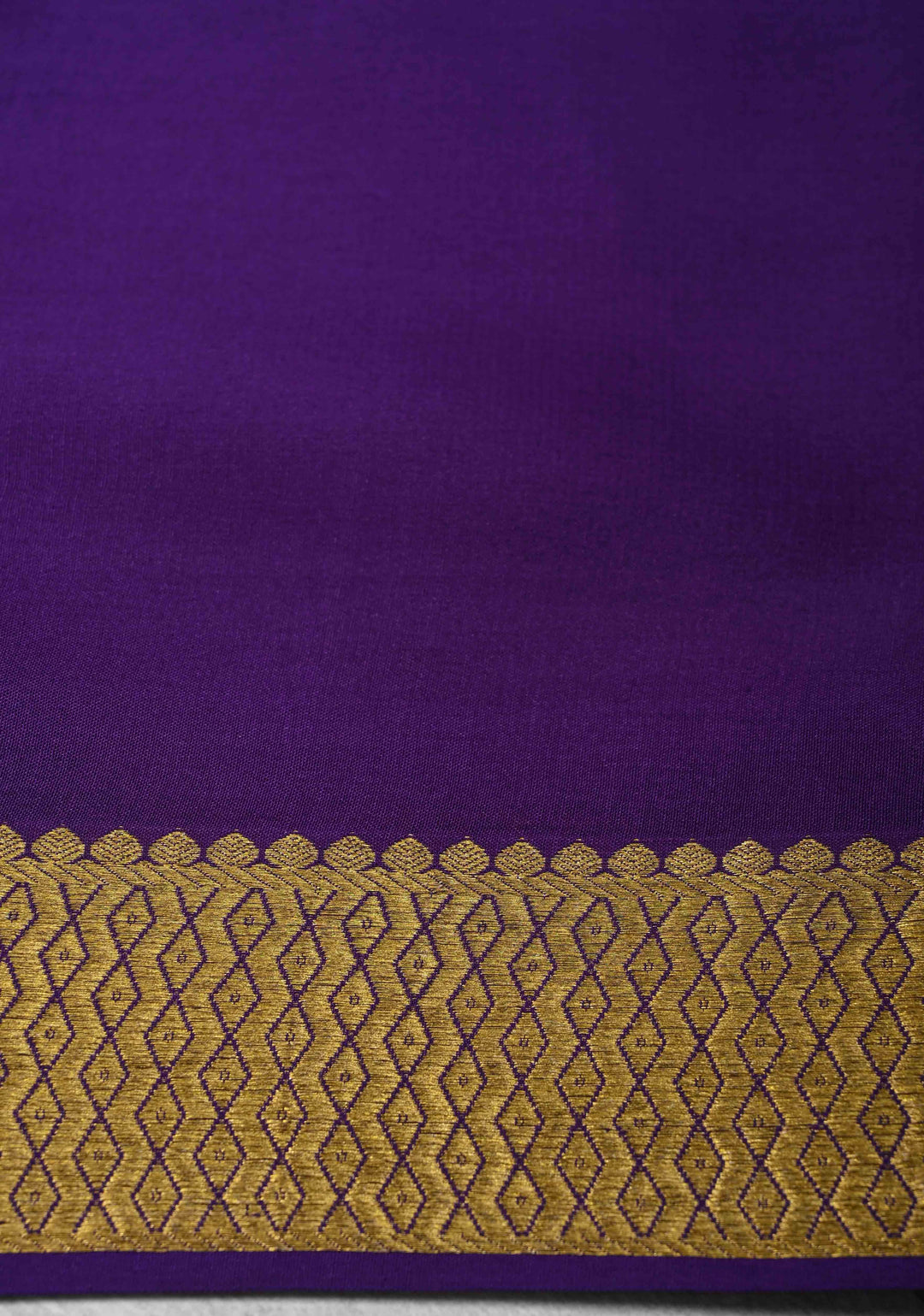 Kesari Orange Mysore Silk Saree with Horizontal Zari Stripes and Panel Border in KSIC Grade Thickness | SILK MARK CERTIFIED