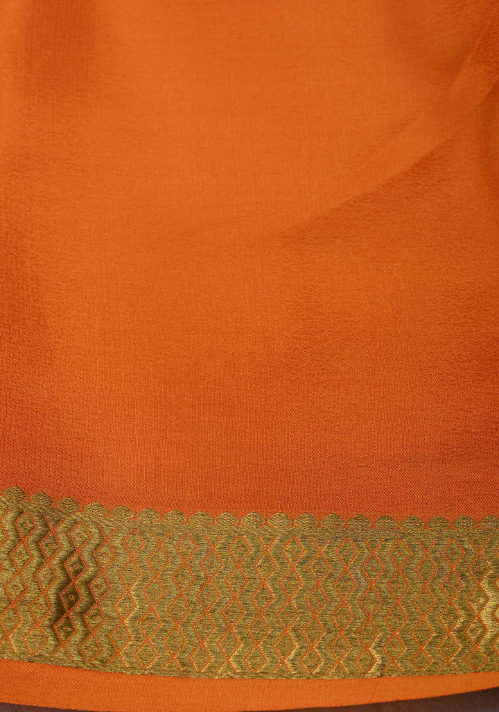 Dark Pink Silk Saree with Horizontal Zari Stripes and Panel Border in KSIC Grade Thickness | SILK MARK CERTIFIED