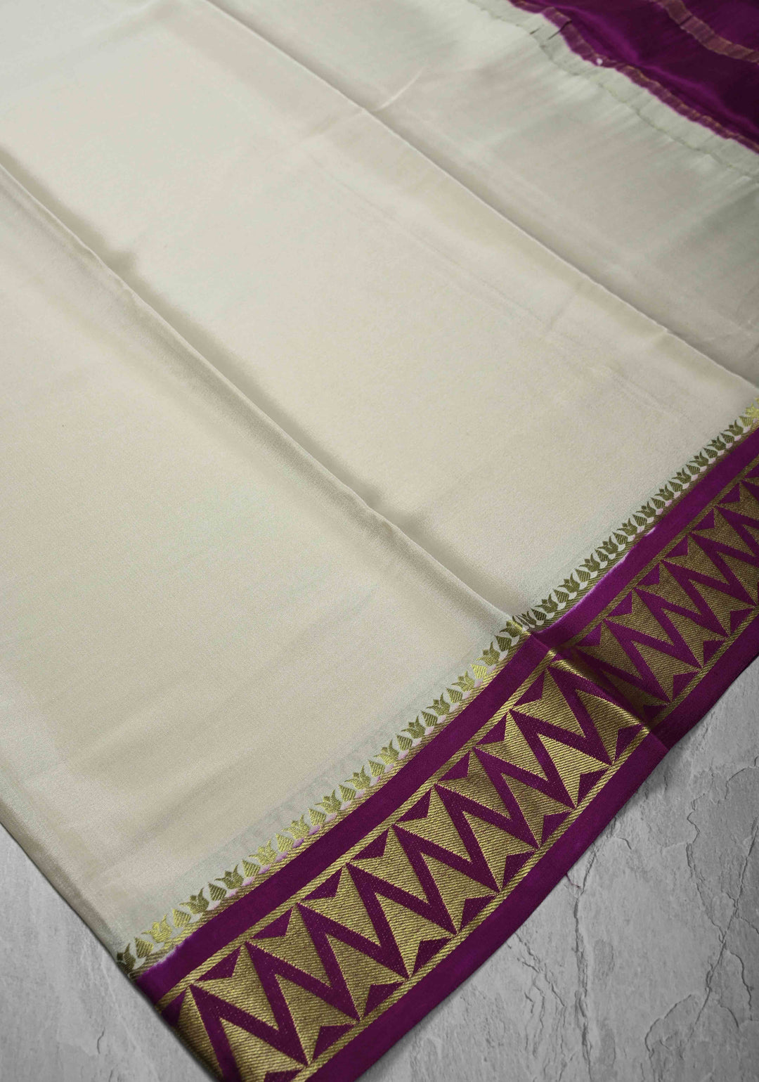 Ivory Mysore Silk Saree with Contrast Zari Border | SILK MARK CERTIFIED