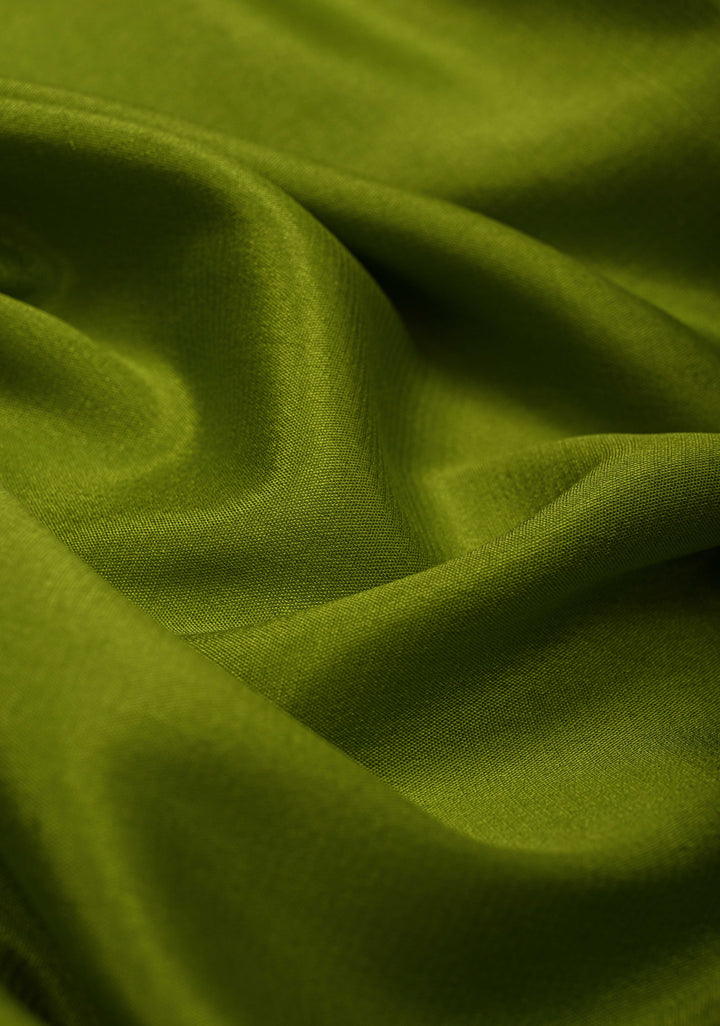 Avocado Green Mysore Silk Saree with Contrast Zari Border | SILK MARK CERTIFIED