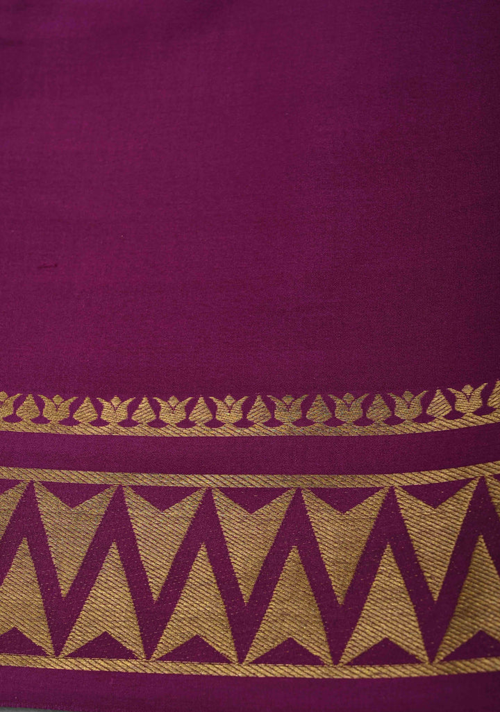 Mint Green Mysore Silk Saree with Contrast Zari Border | SILK MARK CERTIFIED