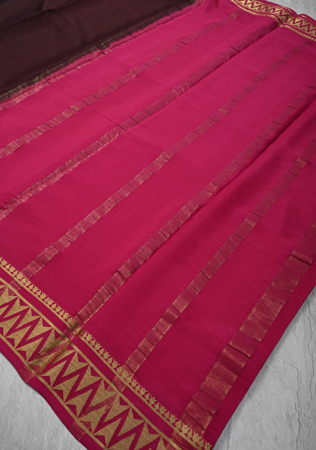 Wine Mysore Silk Saree with Contrast Zari Border | SILK MARK CERTIFIED