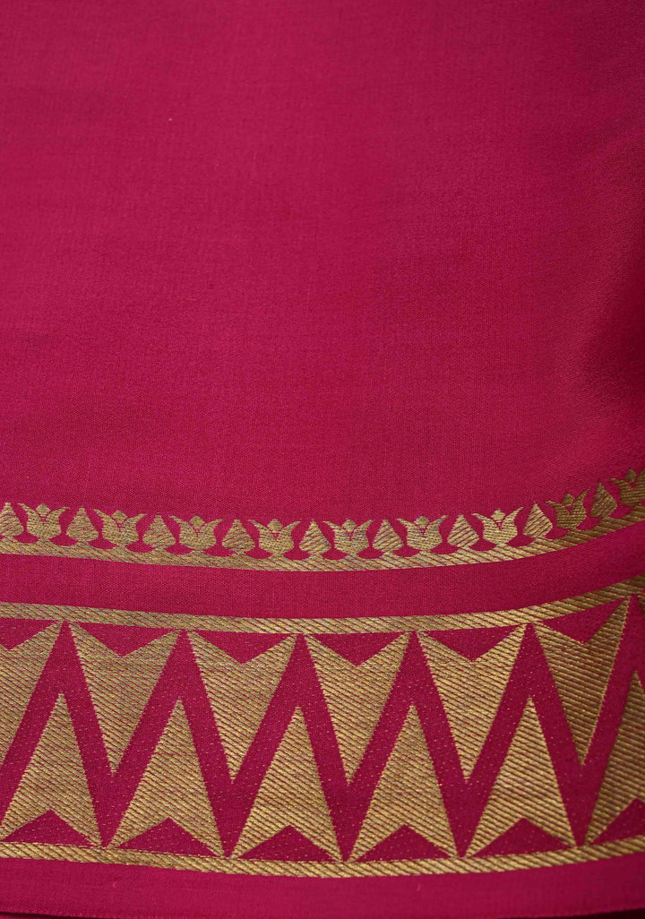Wine Mysore Silk Saree with Contrast Zari Border | SILK MARK CERTIFIED