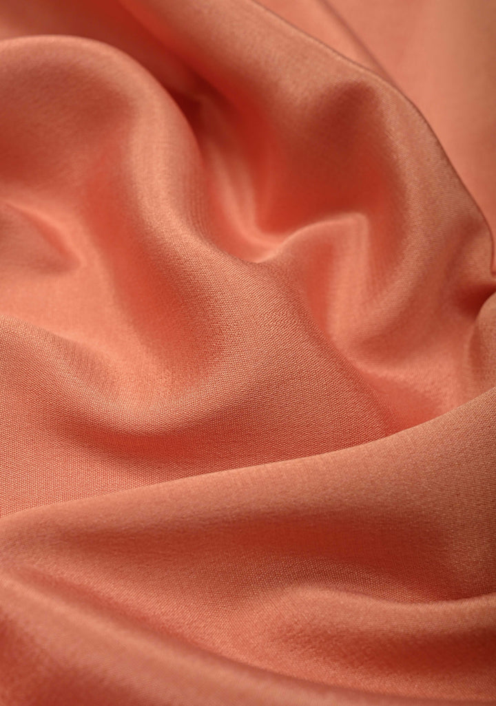 Dusty Peach Mysore Silk Saree with Contrast Zari Border | SILK MARK CERTIFIED