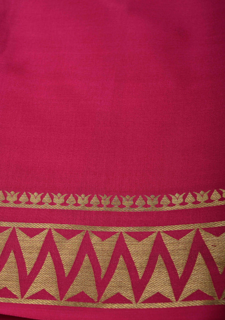 Emerald Green  Mysore Silk Saree with Contrast Zari Border | SILK MARK CERTIFIED