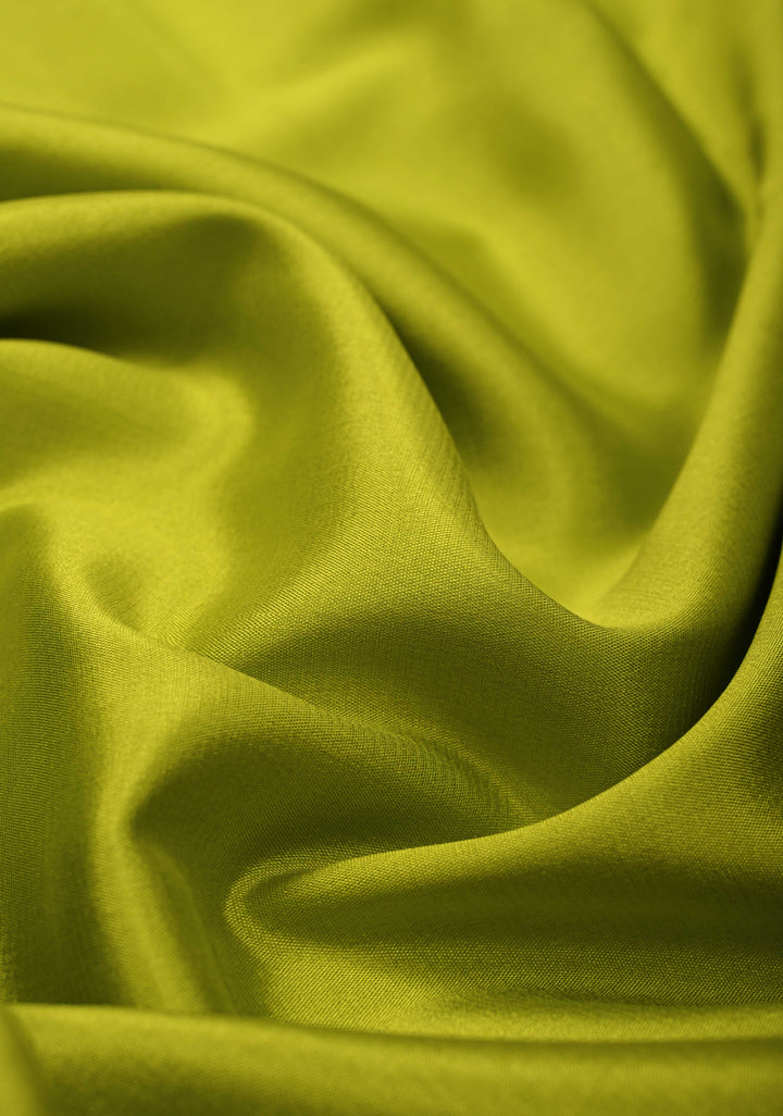 Chartreuse Mysore Silk Saree with Contrast Zari Border | SILK MARK CERTIFIED
