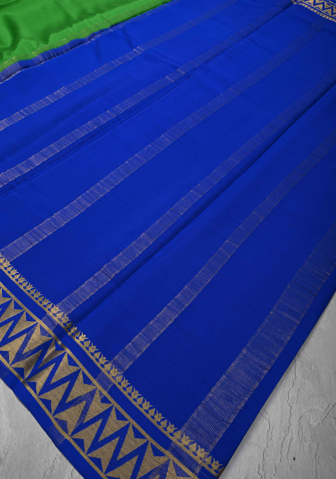 Parrot Green Mysore Silk Saree with Contrast Zari Border| SILK MARK CERTIFIED