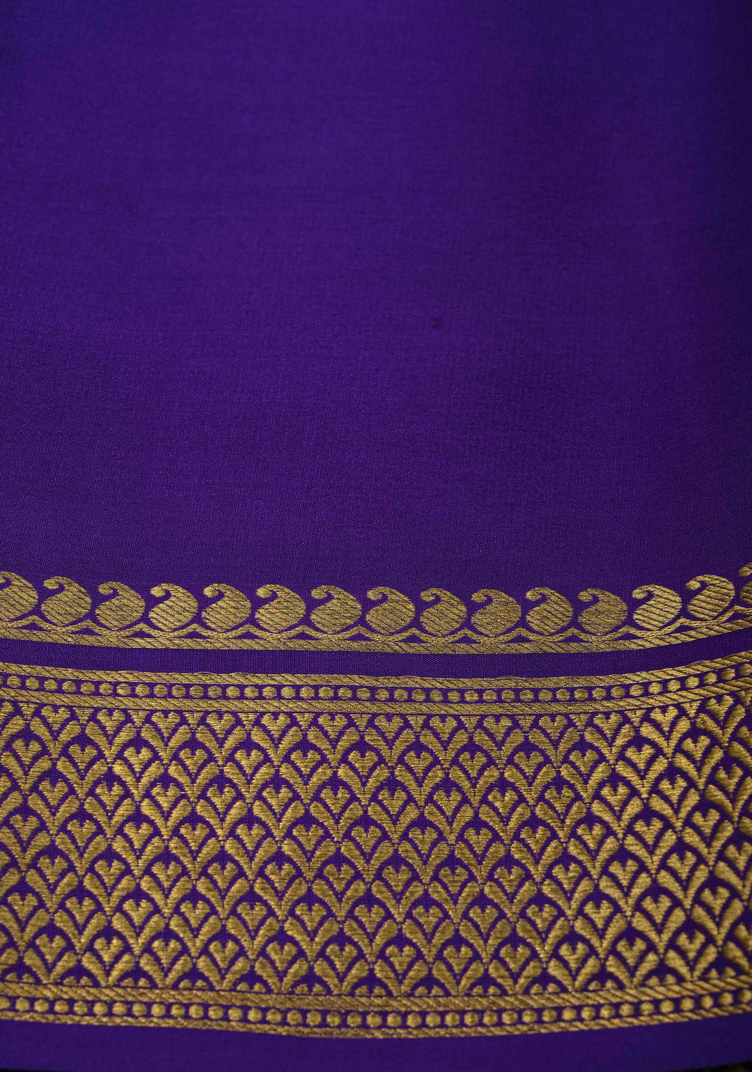 Cyan Blue Mysore Silk Saree with Horizontal Zari Stripes and Panel Border in KSIC Grade Thickness | SILK MARK CERTIFIED