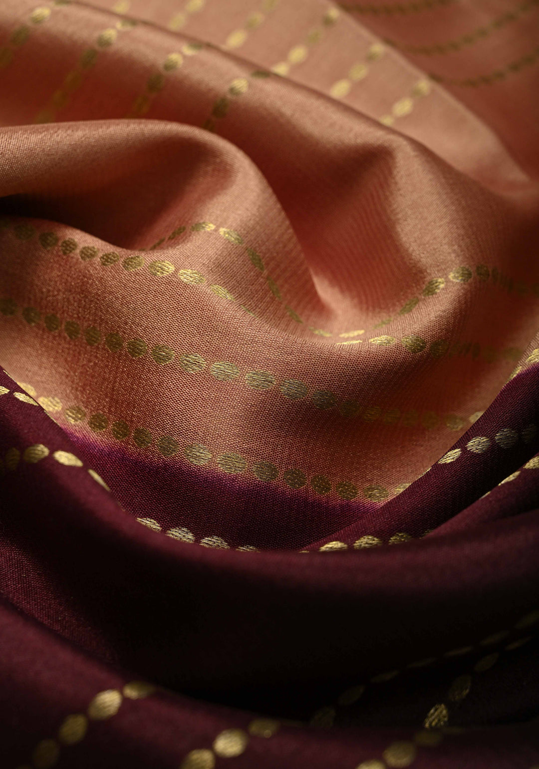 Wood Brown Mysore Silk Saree with Horizontal Zari Stripes and Panel Border in KSIC Grade Thickness | SILK MARK CERTIFIED