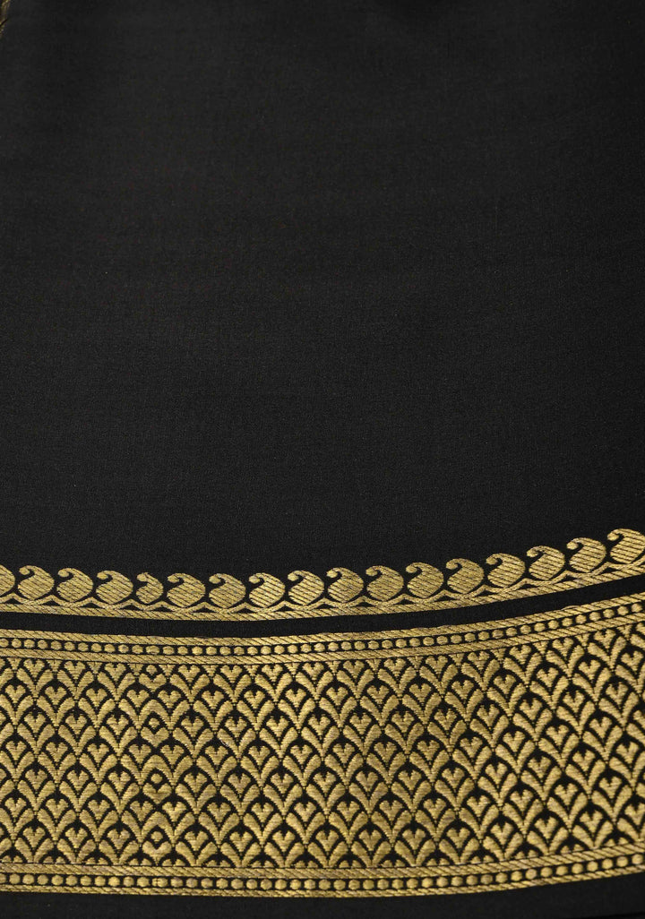 Mustard Yellow Mysore Silk Saree with Horizontal Zari Stripes and Panel Border in KSIC Grade Thickness | SILK MARK CERTIFIED