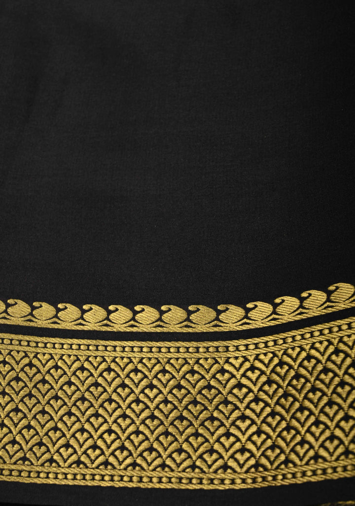 Gray Mysore Silk Saree with Horizontal Zari Stripes and Panel Border in KSIC Grade Thickness | SILK MARK CERTIFIED