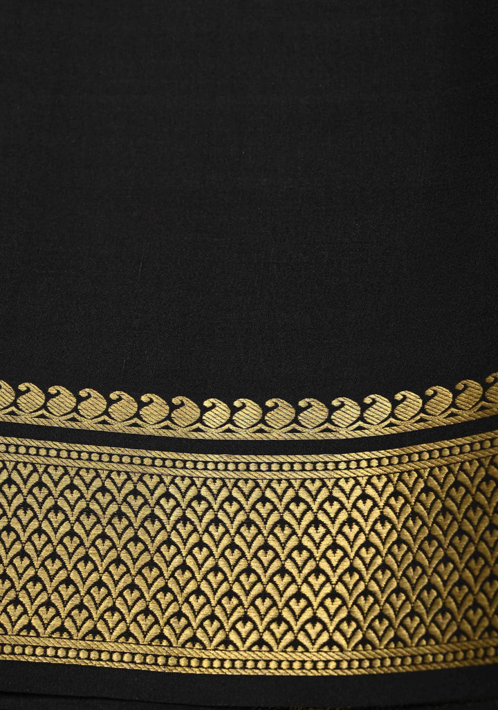 Red Mysore Silk Saree with Horizontal Zari stripes and Panel Border in KSIC Grade Thickness | SILK MARK CERTIFIED