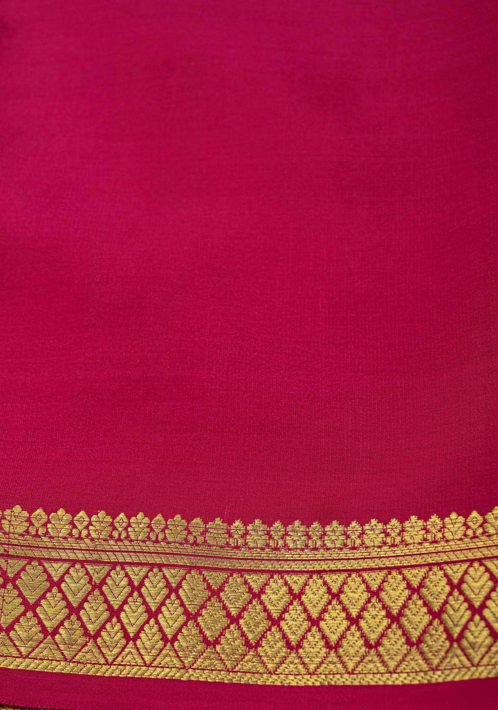 Prussian Blue Mysore Silk Saree with Horizontal Zari Stripes and Zari Border in KSIC Grade Thickness | SILK MARK CERTIFIED