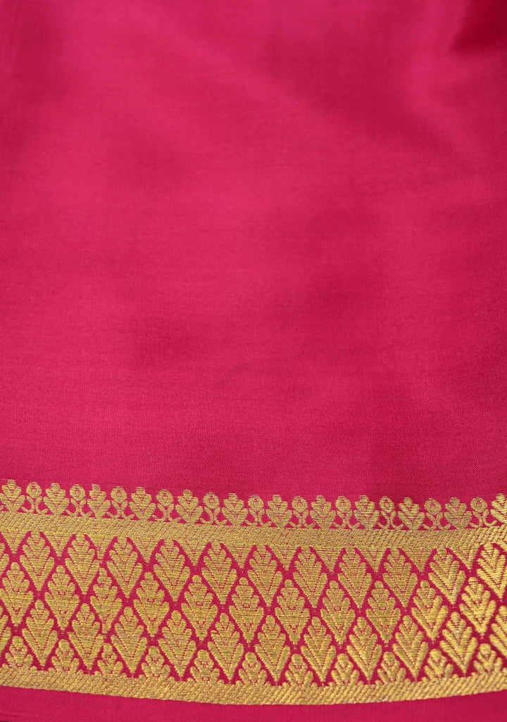 Navy Blue Mysore Silk Saree with Horizontal Zari Stripes and Zari Border in KSIC Grade Thickness | SILK MARK CERTIFIED