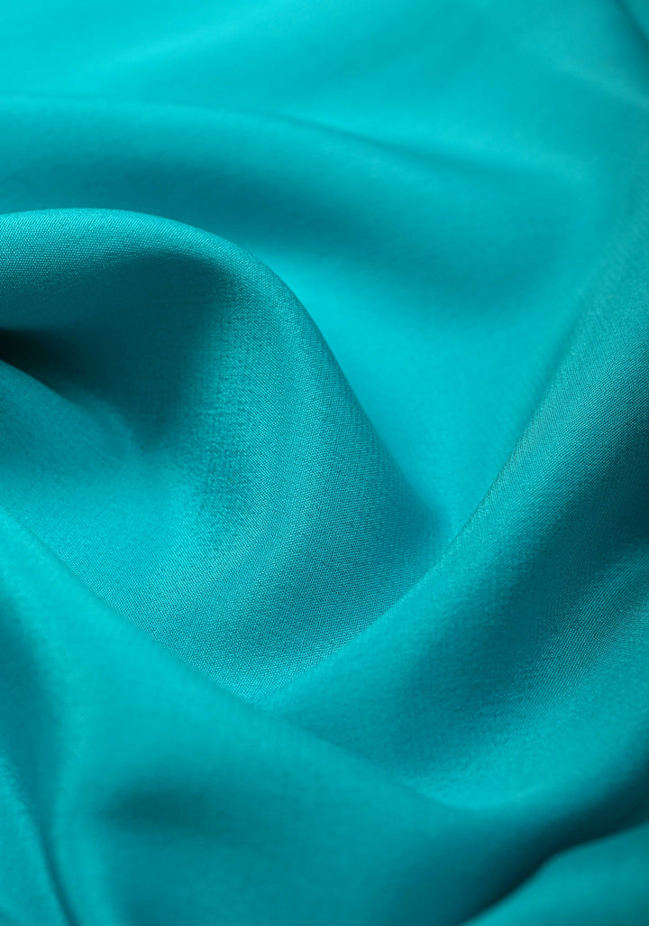 Turquoise Blue Pure Mysore Silk Saree with Zari borders in Ksic Grade thickness | SILK MARK CERTIFIED