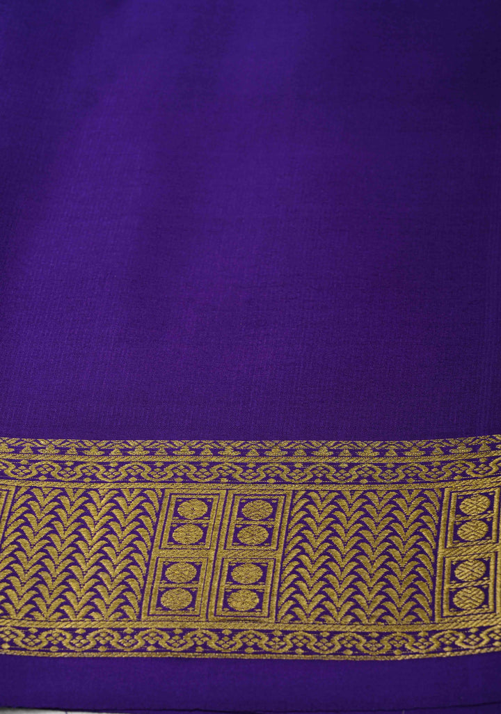 Off White Mysore silk Saree with Zari Checks and Zari Border in KSIC Grade Thickness | SILK MARK CERTIFIED