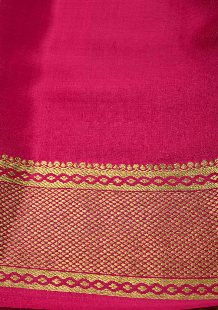 Prussian Blue Mysore silk Saree With Ornate Zari Stripes Contrast Border in KSIC Grade Thickness | SILK MARK CERTIFIED