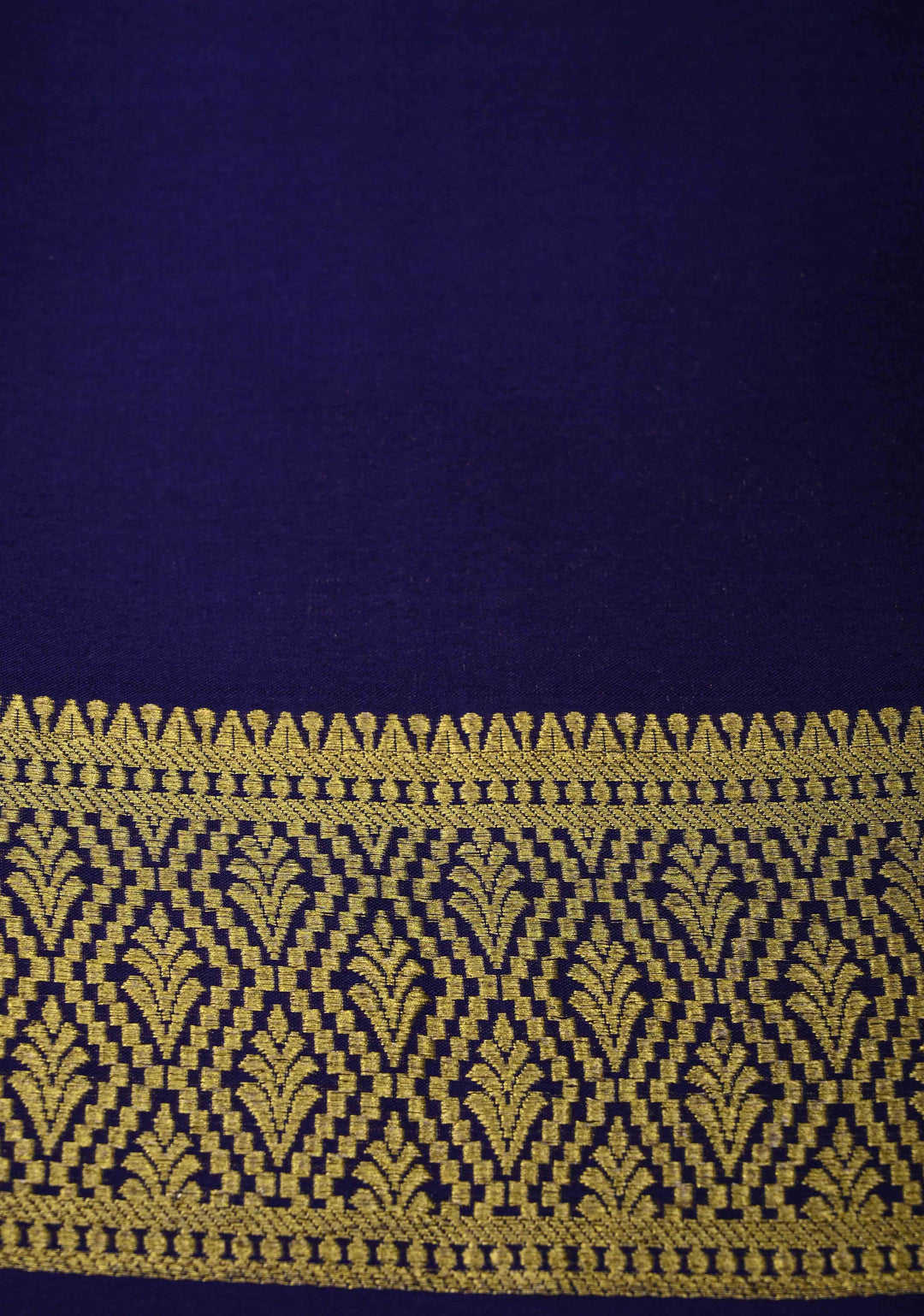 Purple Zari Checks on Pure Mysore Silk saree with Zari Motifs and Podi Kattam Border in KSIC Grade Thickness | SILK MARK CERTIFIED