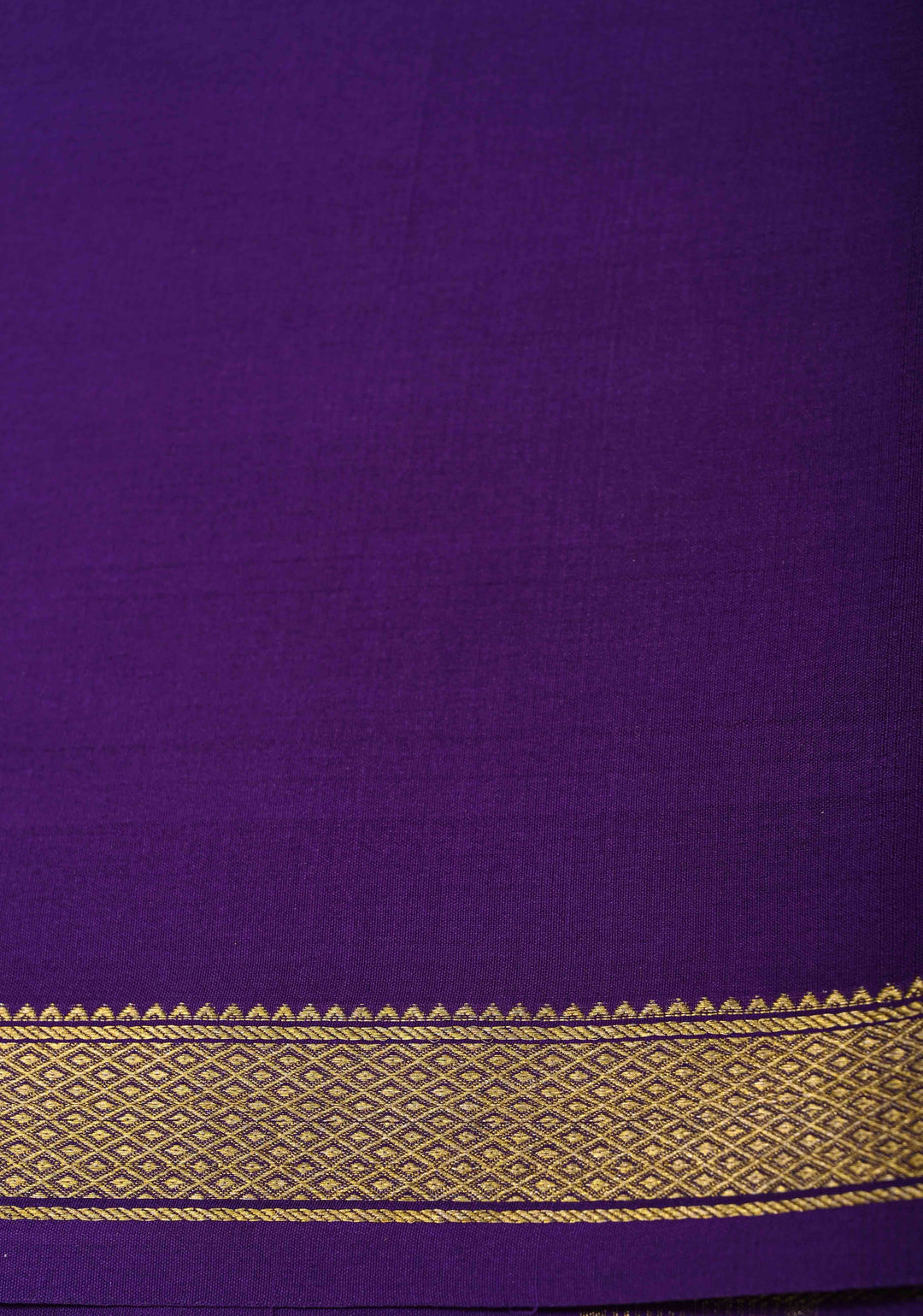 Ivory Mysore Silk Saree with Green Panel and Zari Border in KSIC Grade Thickness | SILK MARK CERTIFIED