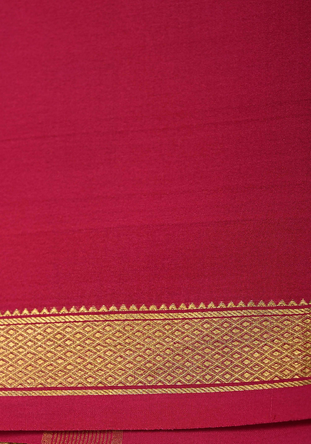 Olive Green Mysore Silk Saree with Blue Panel and Zari Border | SILK MARK CERTIFIED