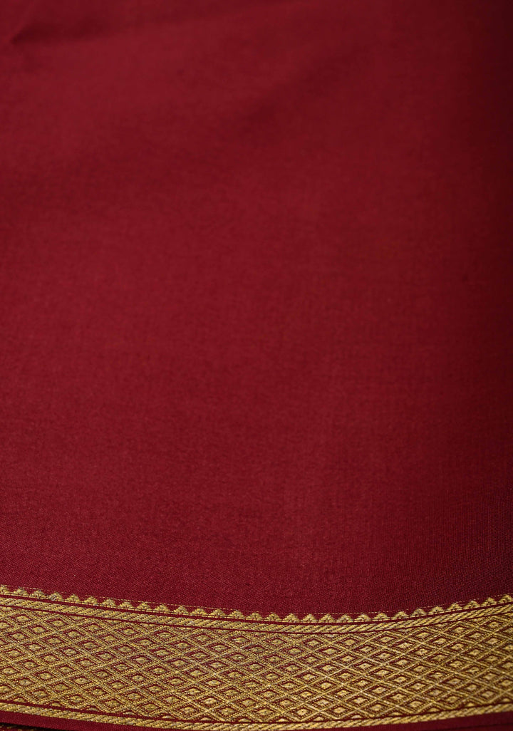 Mustard yellow Mysore Silk Saree with Contrast Panel and Zari Border in KSIC Grade Thickness | SILK MARK CERTIFIED