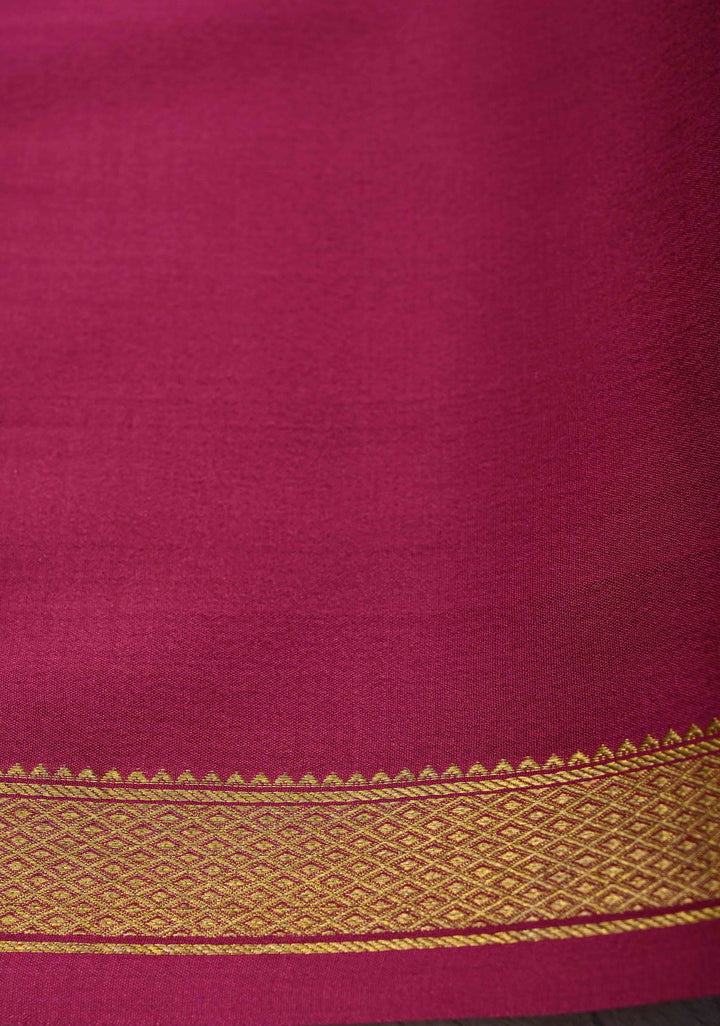Cyan Mysore Silk Saree with Blue Panel and Zari Border in KSIC Grade Thickness | SILK MARK CERTIFIED