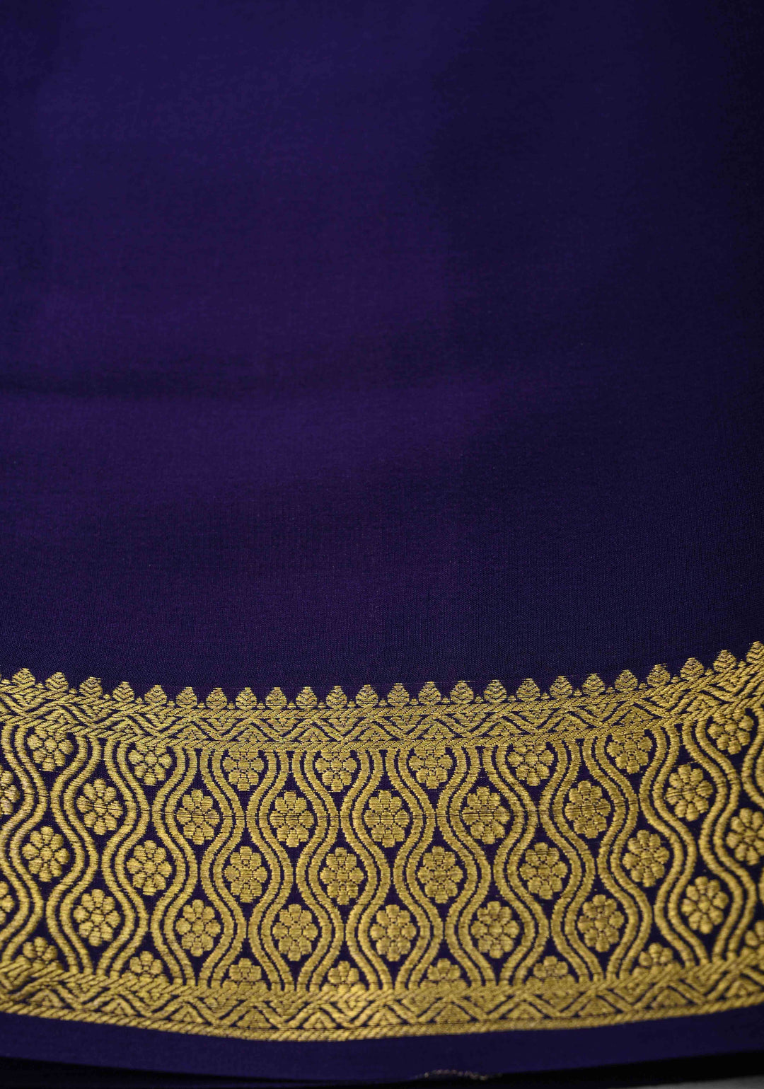 Dark Lavender Mysore Silk Saree with Horizontal Zari Stripes and Zari Border in KSIC Grade Thickness | SILK MARK CERTIFIED