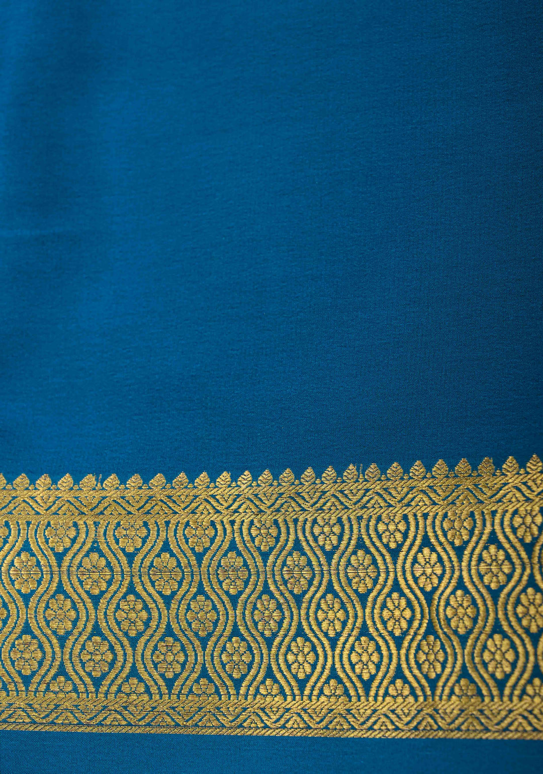 Moss Green Mysore Silk Saree with Horizontal Zari Stripes and Zari Border in KSIC Grade Thickness | SILK MARK CERTIFIED