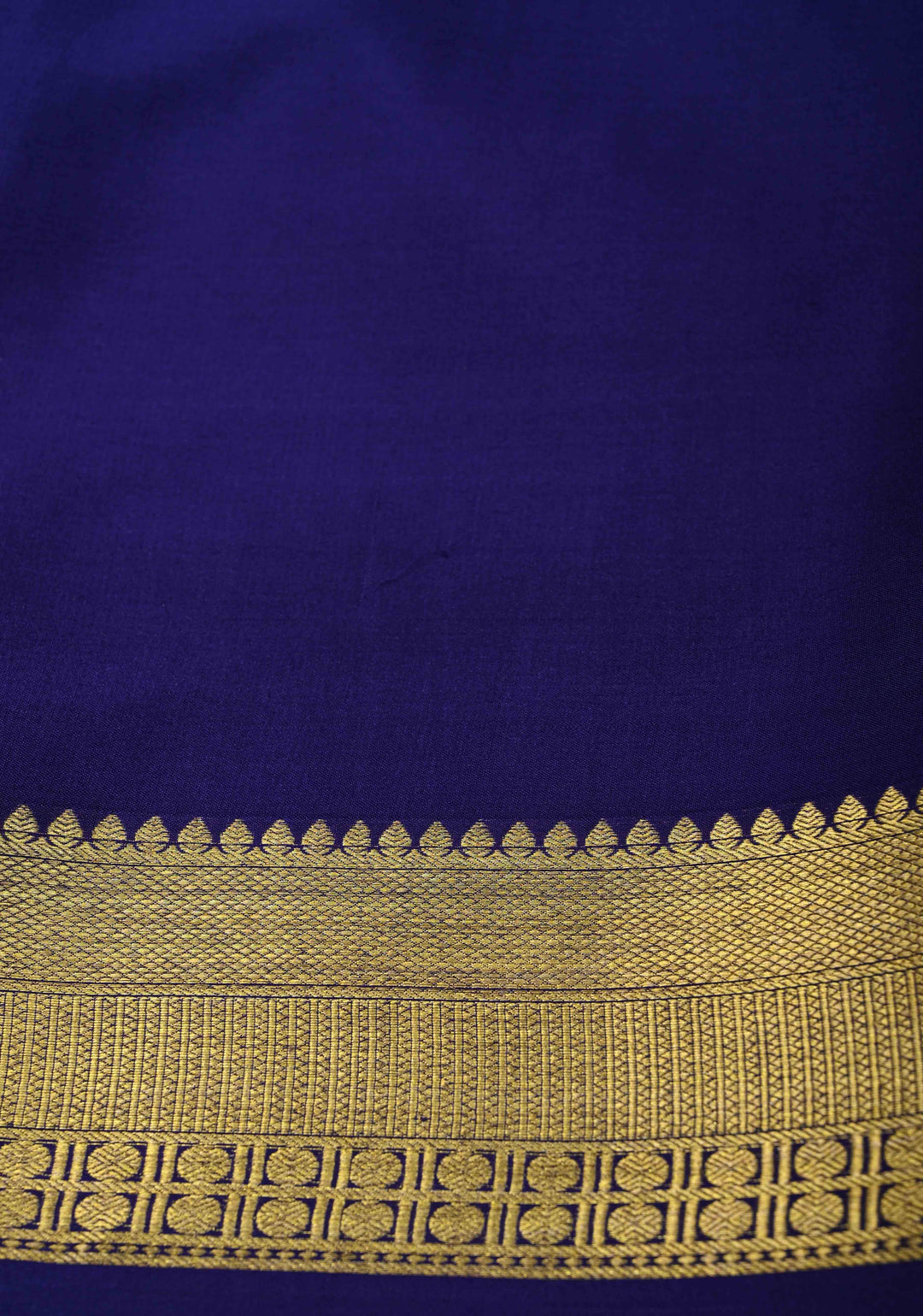 Navy Blue Mysore Silk Saree with Zari Checks and Zari Border in KSIC Grade Thickness | SILK MARK CERTIFIED