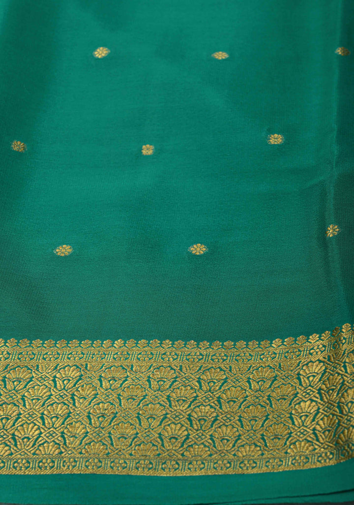 Purple Pure Mysore Silk Saree with Chunri Buttis &  Zari borders in Ksic Grade thickness | SILK MARK CERTIFIED