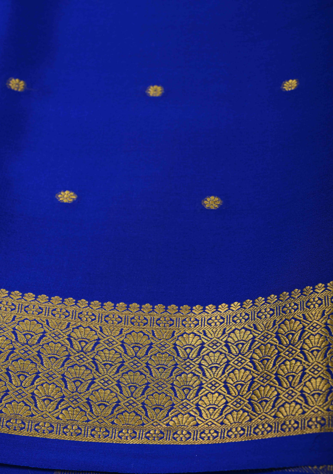 Sap Green Pure Mysore Silk Saree with Chunri Buttas &  Zari borders in Ksic Grade thickness | SILK MARK CERTIFIED