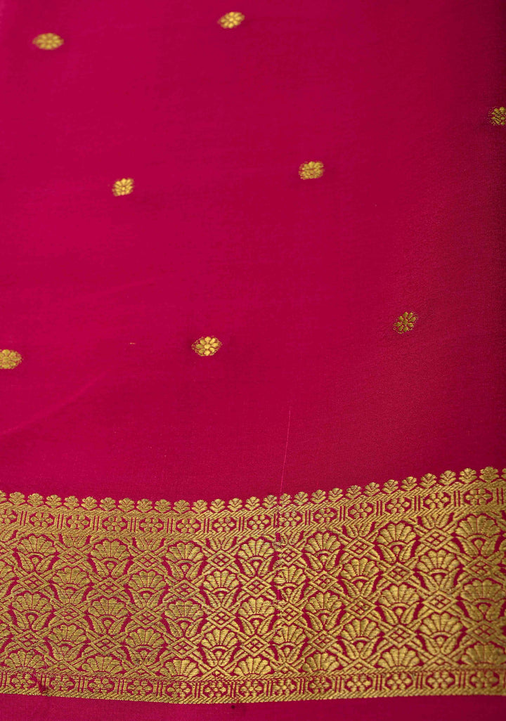 Royal Blue Pure Mysore Silk Saree with Chunri Buttis &  Zari borders in Ksic Grade thickness | SILK MARK CERTIFIED