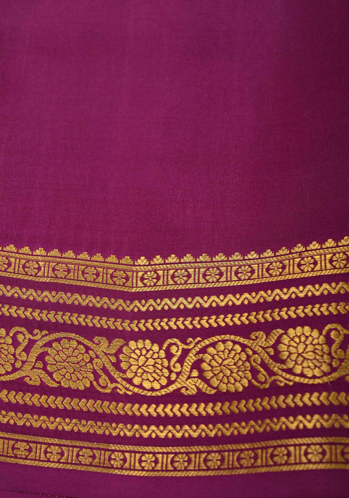 Rose Pink Podi-Kattam Zari Checks on Pure Mysore Silk saree with Zari Buttis and Zari Border in KSIC Grade Thickness | SILK MARK CERTIFIED