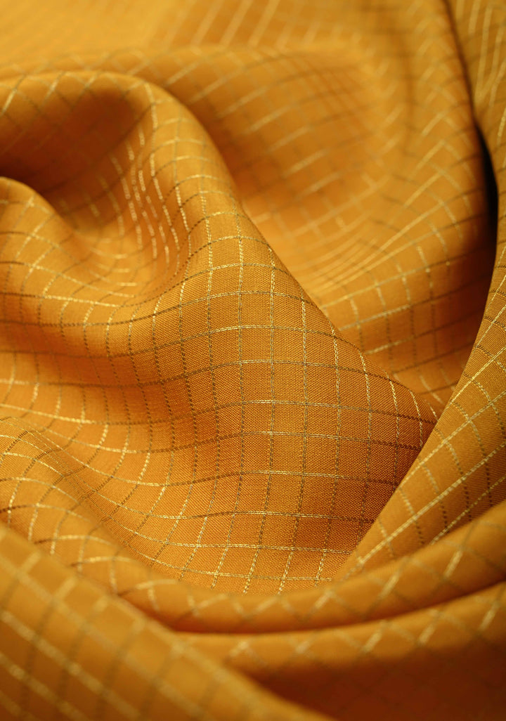 Mustard Yellow Mysore Silk Saree with Podi-Kattam Zari Checks and Rettaipet Contrast Border in KSIC Grade Thickness | SILK MARK CERTIFIED
