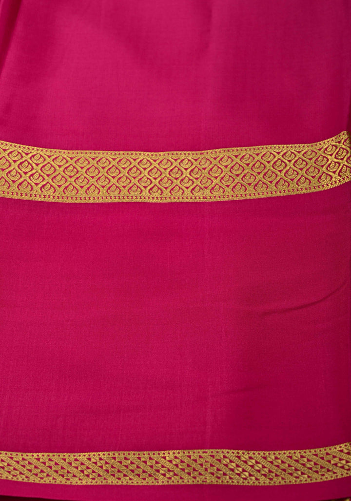 Dark Green Mysore Silk Saree with Podi-Kattam Zari Checks and Rettaipet Contrast Border in KSIC Grade Thickness | SILK MARK CERTIFIED