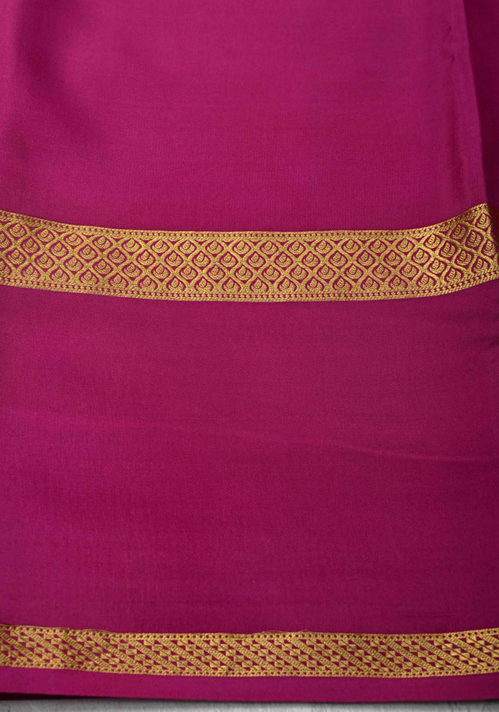Cyan Mysore Silk Saree with Podi-Kattam Zari Checks and Rettaipet Contrast Border in KSIC Grade Thickness | SILK MARK CERTIFIED