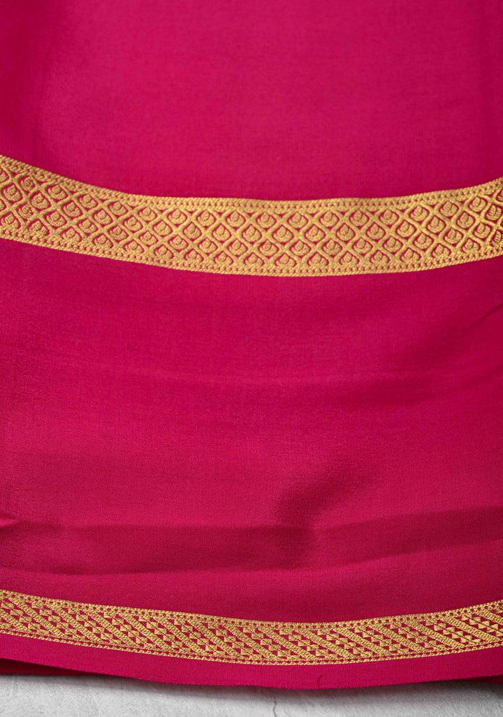 Dark Green Mysore Silk Saree with Podi-Kattam Zari Checks and Rettaipet Contrast Border in KSIC Grade Thickness | SILK MARK CERTIFIED