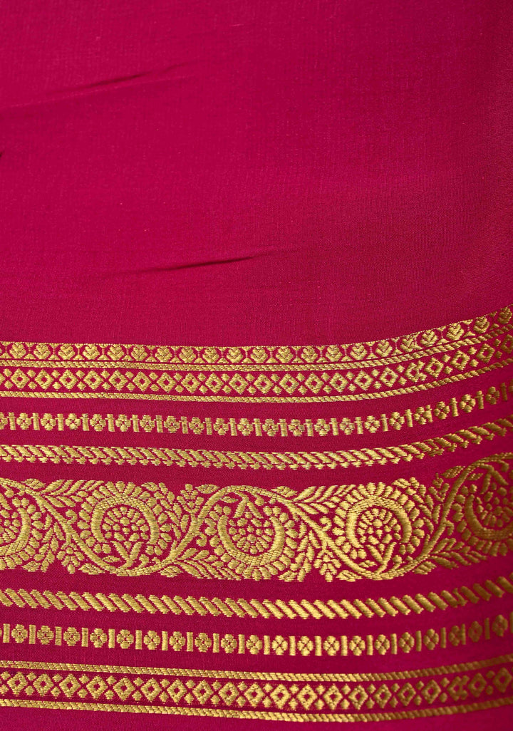 Dark Green Podi-Kattam Zari Checks on Pure Mysore Silk saree with Zari Buttis and Zari Border in KSIC Grade Thickness | SILK MARK CERTIFIED
