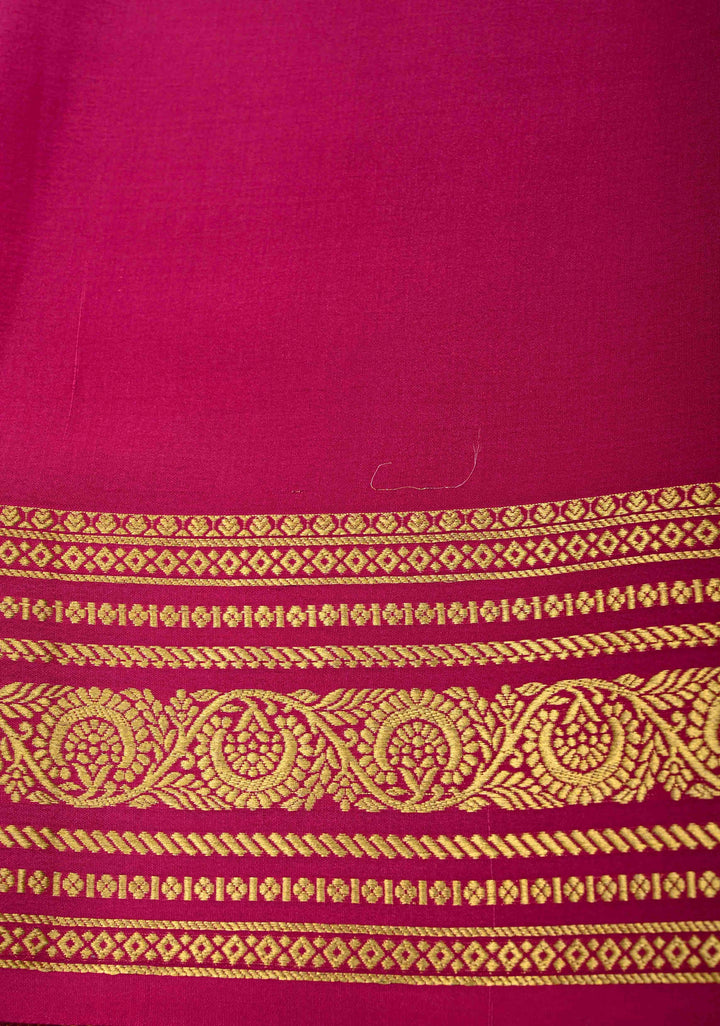 Ink Purple Zari Checks on Pure Mysore Silk saree with Zari Buttis and Zari Border in KSIC Grade Thickness | SILK MARK CERTIFIED