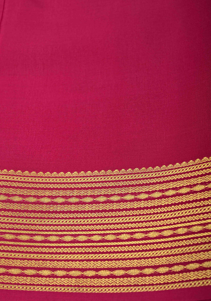Wine Pure Mysore Silk Saree with Zari borders in Ksic Grade thickness | SILK MARK CERTIFIED