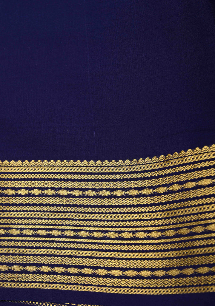 Dark Pink Pure Mysore Silk Saree with Zari borders in Ksic Grade thickness | SILK MARK CERTIFIED